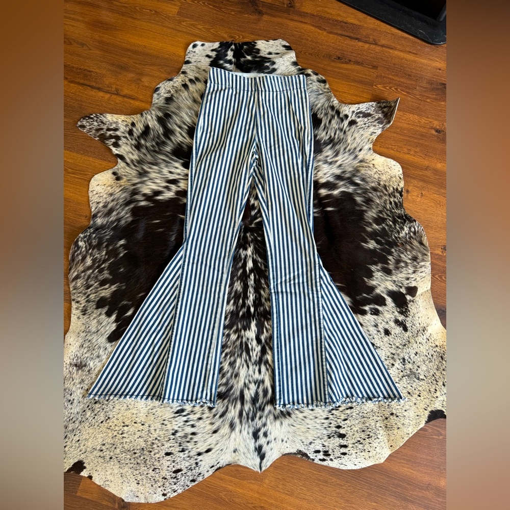 Striped Bell Bottom Jeans